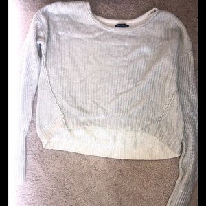 American Eagle Cropped Shimmery Ivory Sweater